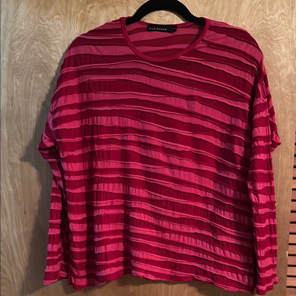 Cut Loose striped pink and red Long Sleeve Top medium
